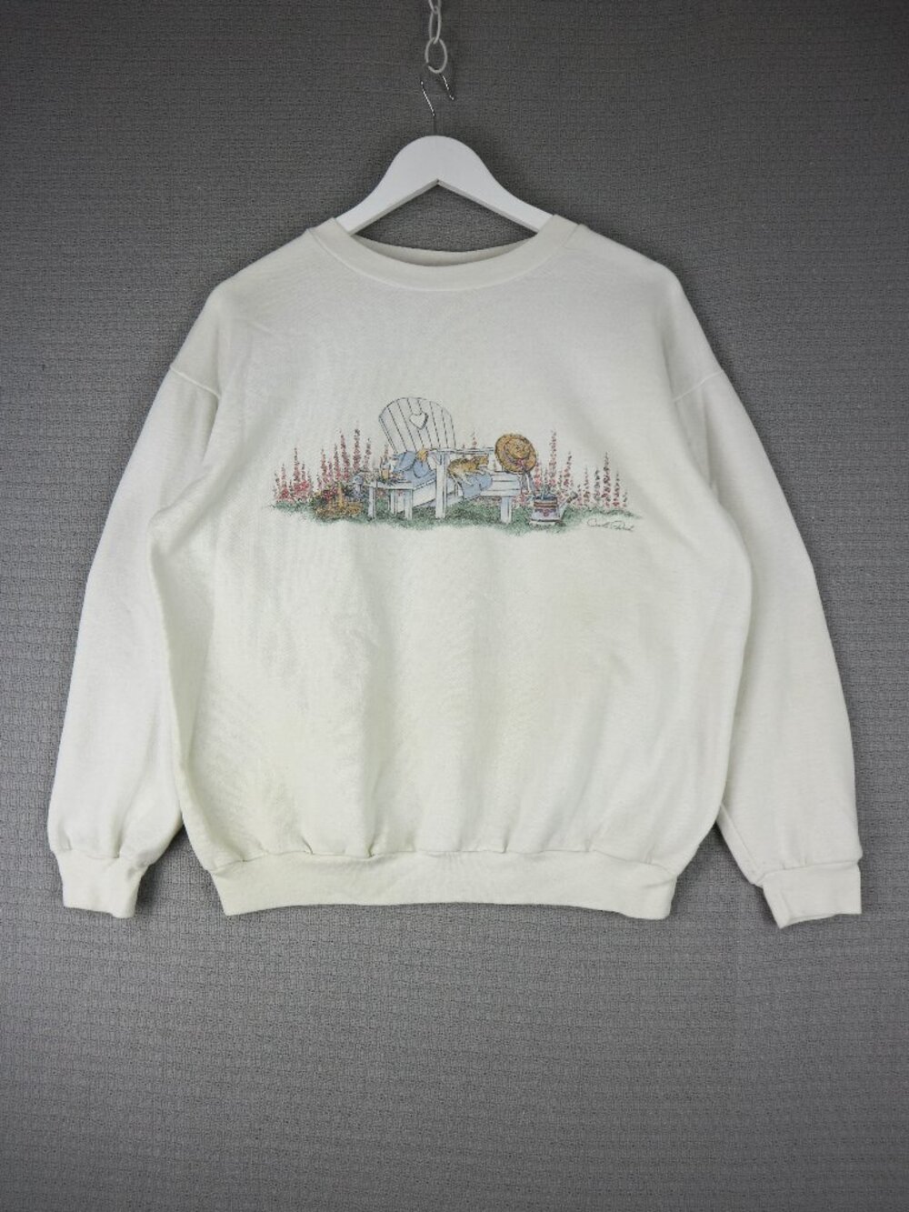 Carroll Reed 1990s Vintage Gardening Crewneck Cotton Sweater Medium